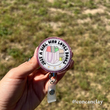 Load image into Gallery viewer, Just A Girl Who Loves Books - Interchangeable Badge Topper