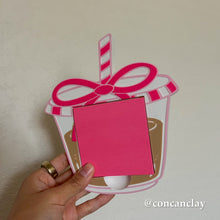 Load image into Gallery viewer, Pink Bow Coffee Sticky Note Holder
