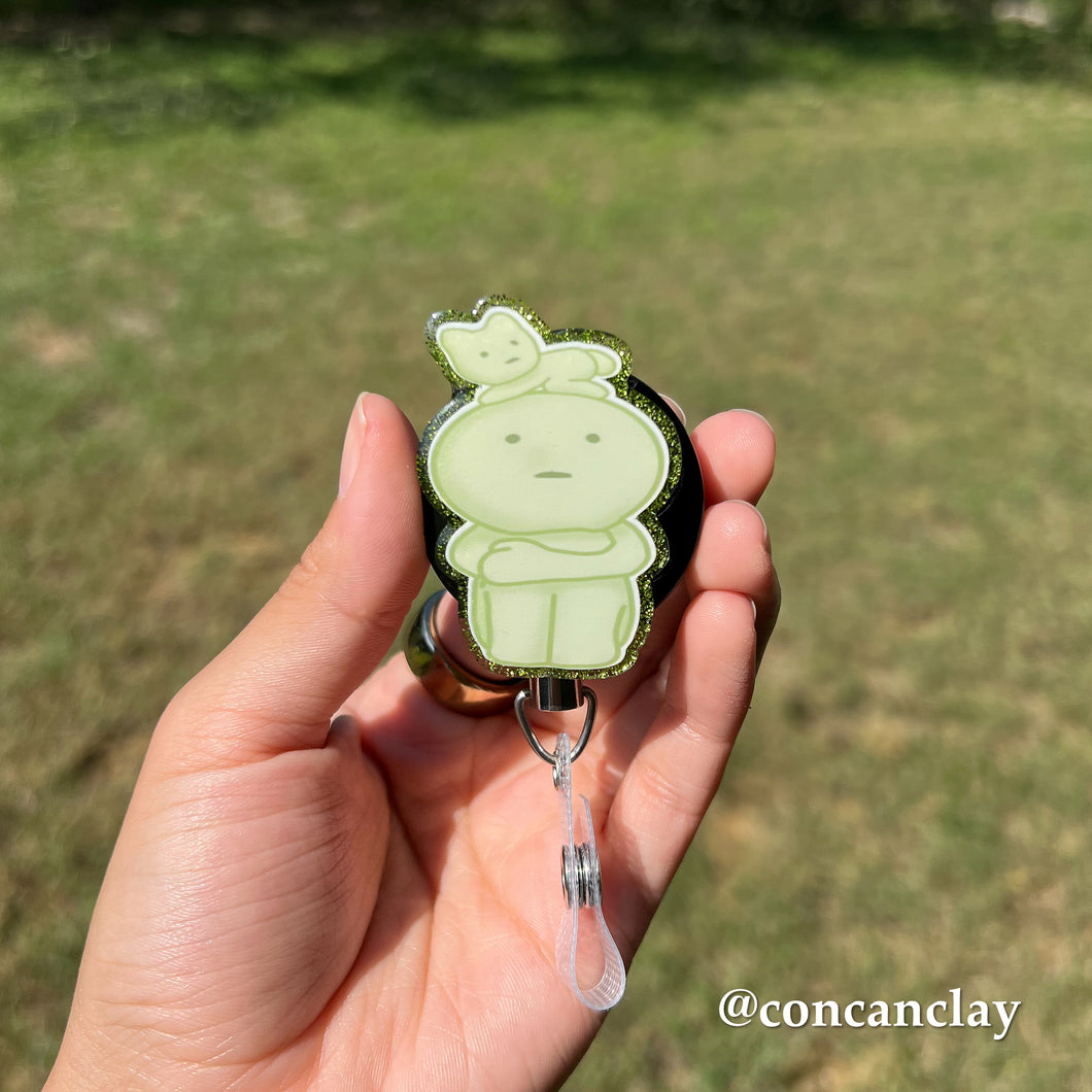 Cat with Green Doll - Interchangeable Badge Topper
