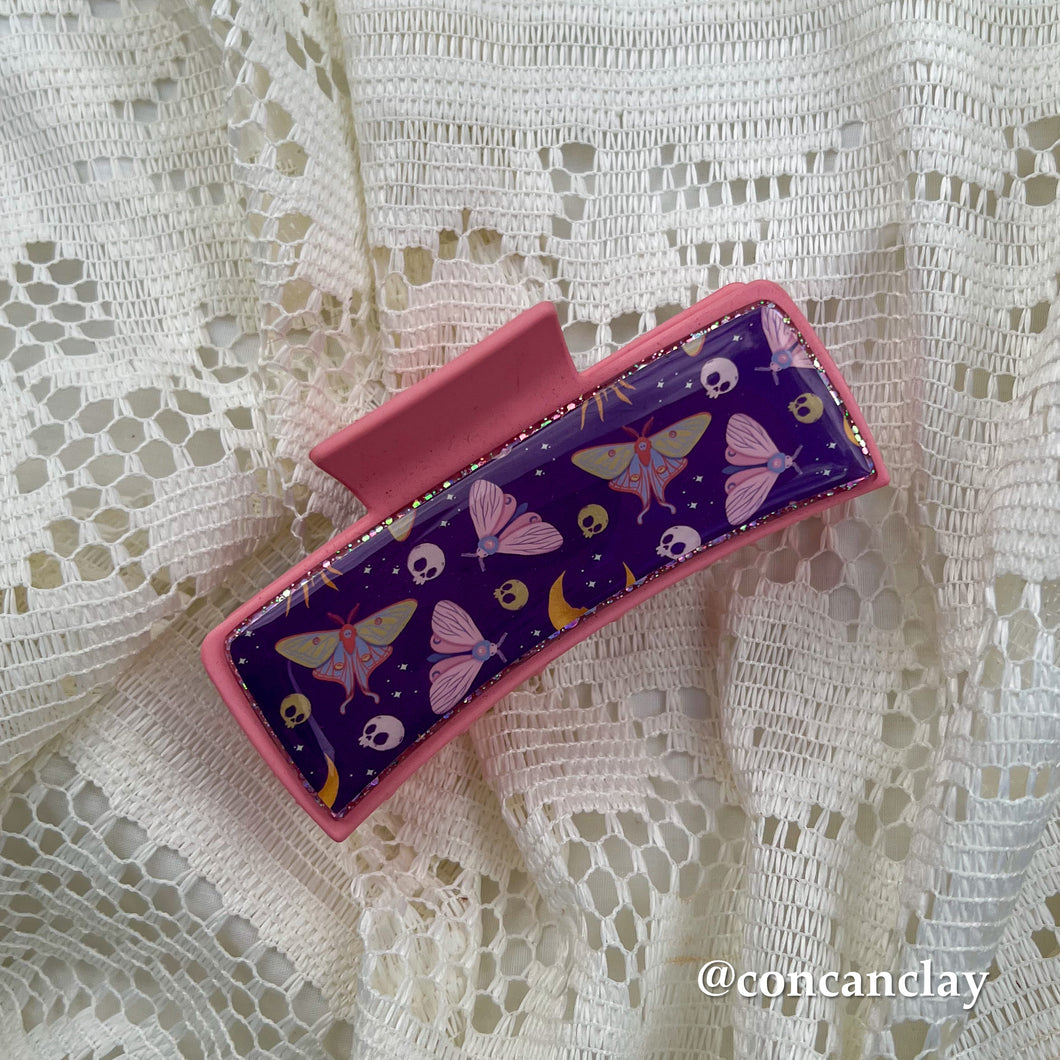 Medium Pink Moth Hair Claw