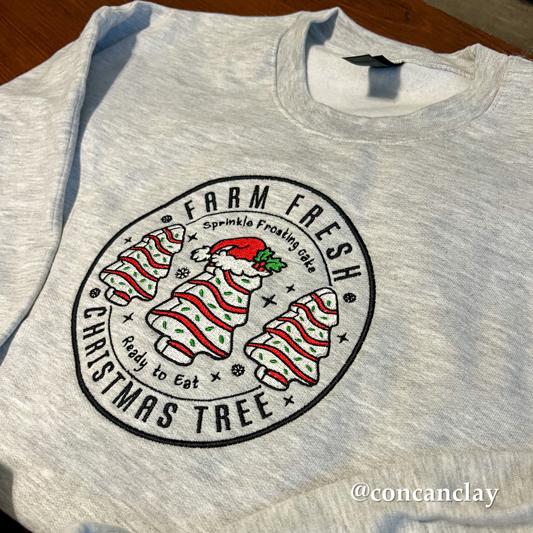 Christmas Tree Cakes Embroidered Sweatshirt