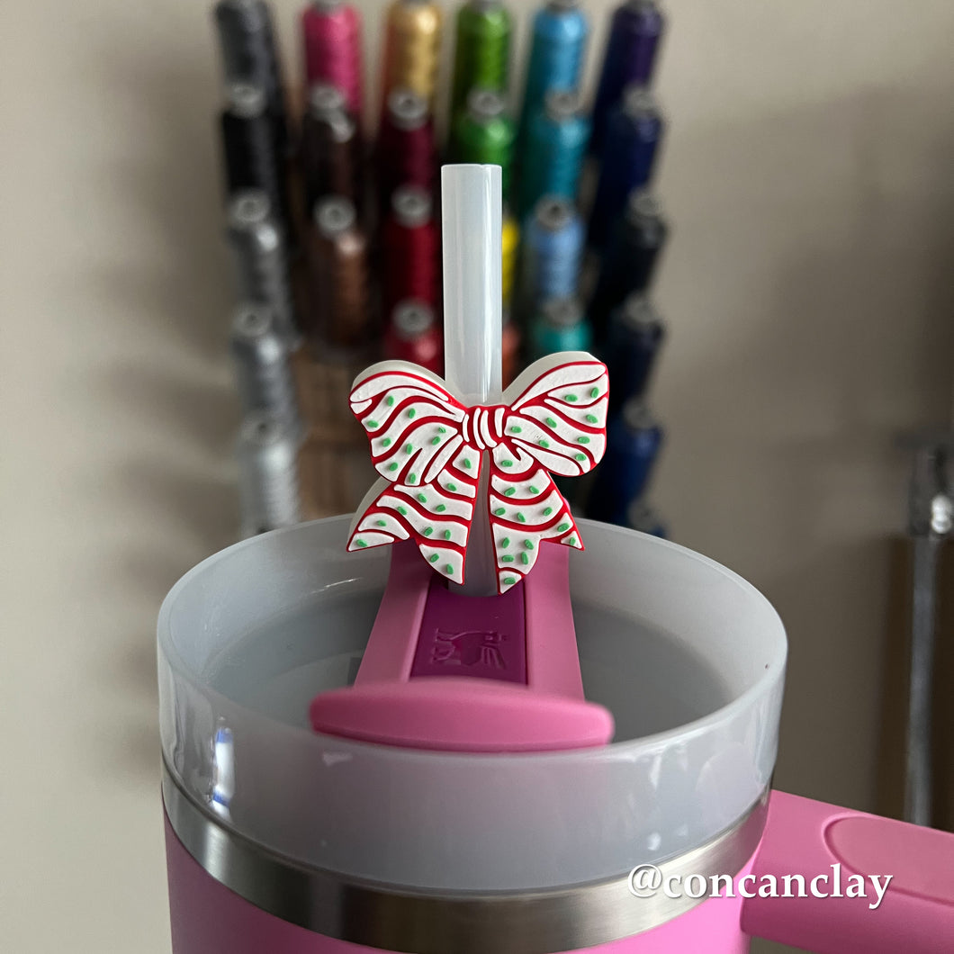 Christmas Cake Bow Straw Huggie