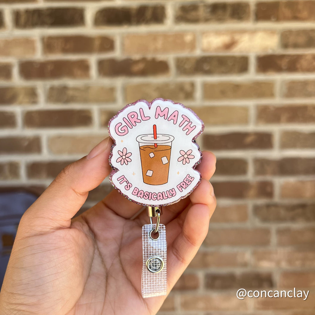 Interchangeable Badge Reel - Girl Math Coffee