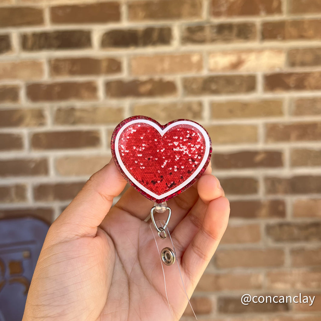 Interchangeable Badge Reel - Sequin Heart