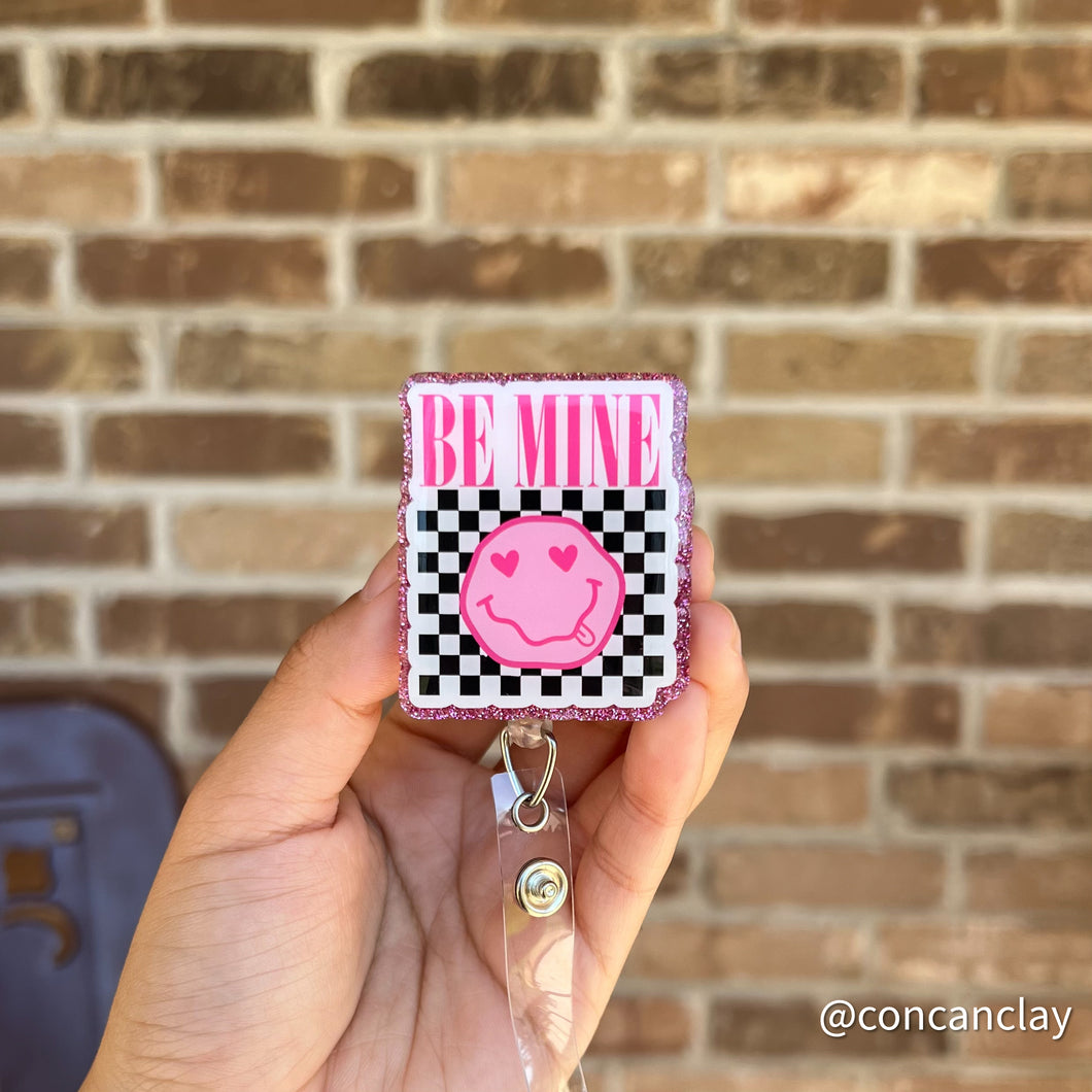 Interchangeable Badge Reel - Checkered Smiley