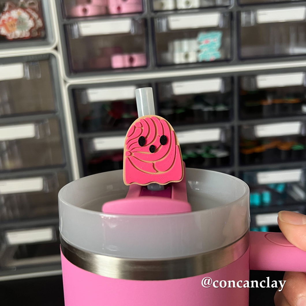 Ghost Concha Straw Huggie