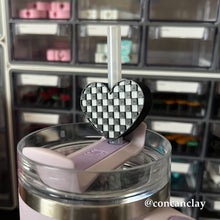 Load image into Gallery viewer, Checkered Heart Straw Huggie
