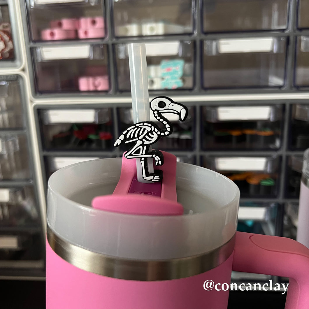 Skeleton Flamingo Straw Huggie
