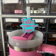Load image into Gallery viewer, Faith Over Fear Straw Huggie
