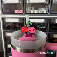 Load image into Gallery viewer, Hot Pink Skull Cherry Straw Huggie
