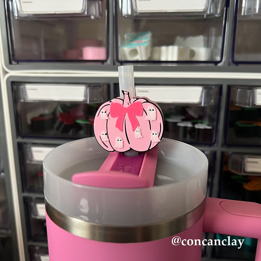 Pink Pumpkin Straw Huggie