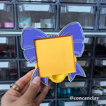 Load image into Gallery viewer, Purple and Gold Coquette Bow Sticky Note Holder

