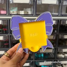 Load image into Gallery viewer, Purple and Gold Coquette Bow Sticky Note Holder
