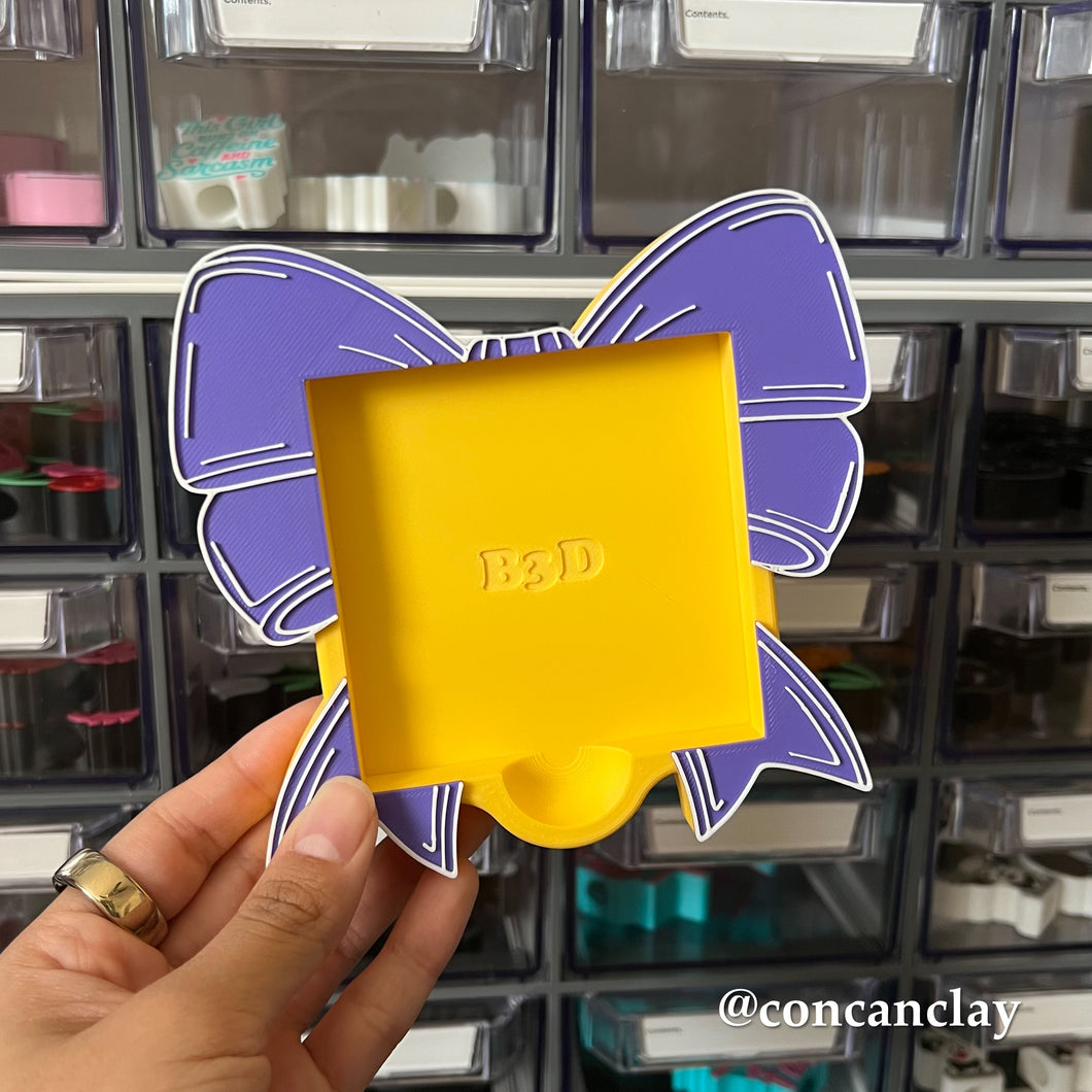 Purple and Gold Coquette Bow Sticky Note Holder