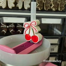 Load image into Gallery viewer, Cherry Bow Straw Huggie
