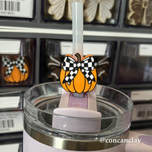 Load image into Gallery viewer, Checkered Pumpkin Straw Huggie
