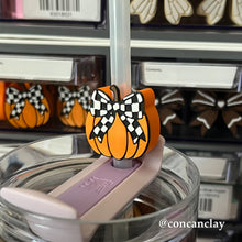 Load image into Gallery viewer, Checkered Pumpkin Straw Huggie
