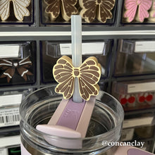 Load image into Gallery viewer, Chocolate Bow Concha Straw Huggie

