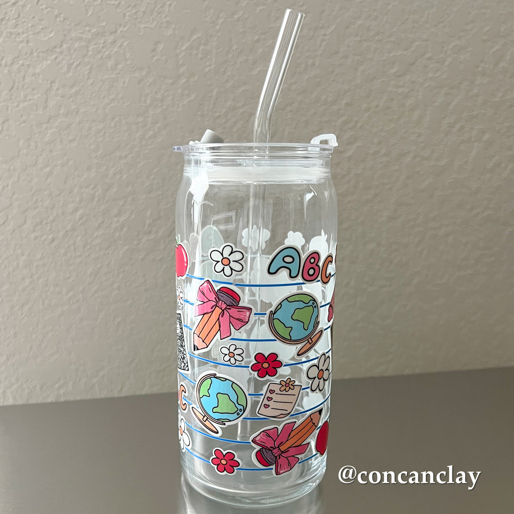 20 oz Teacher Items Glass Can
